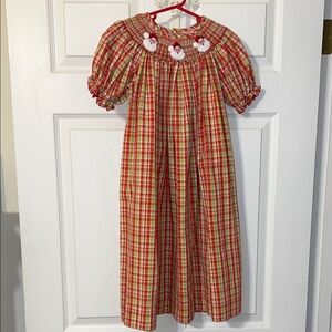 Southern Tots Christmas Plaid Smocked Santa Dress
